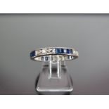 Super Art Deco Platinum 50pt Sapphire & 50pt Diamond Eternity Ring C.1920