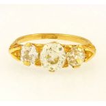 Antique 18Carat Yellow Gold Old Cut 1.41ct Diamond Three-Stone Ring (Size J)