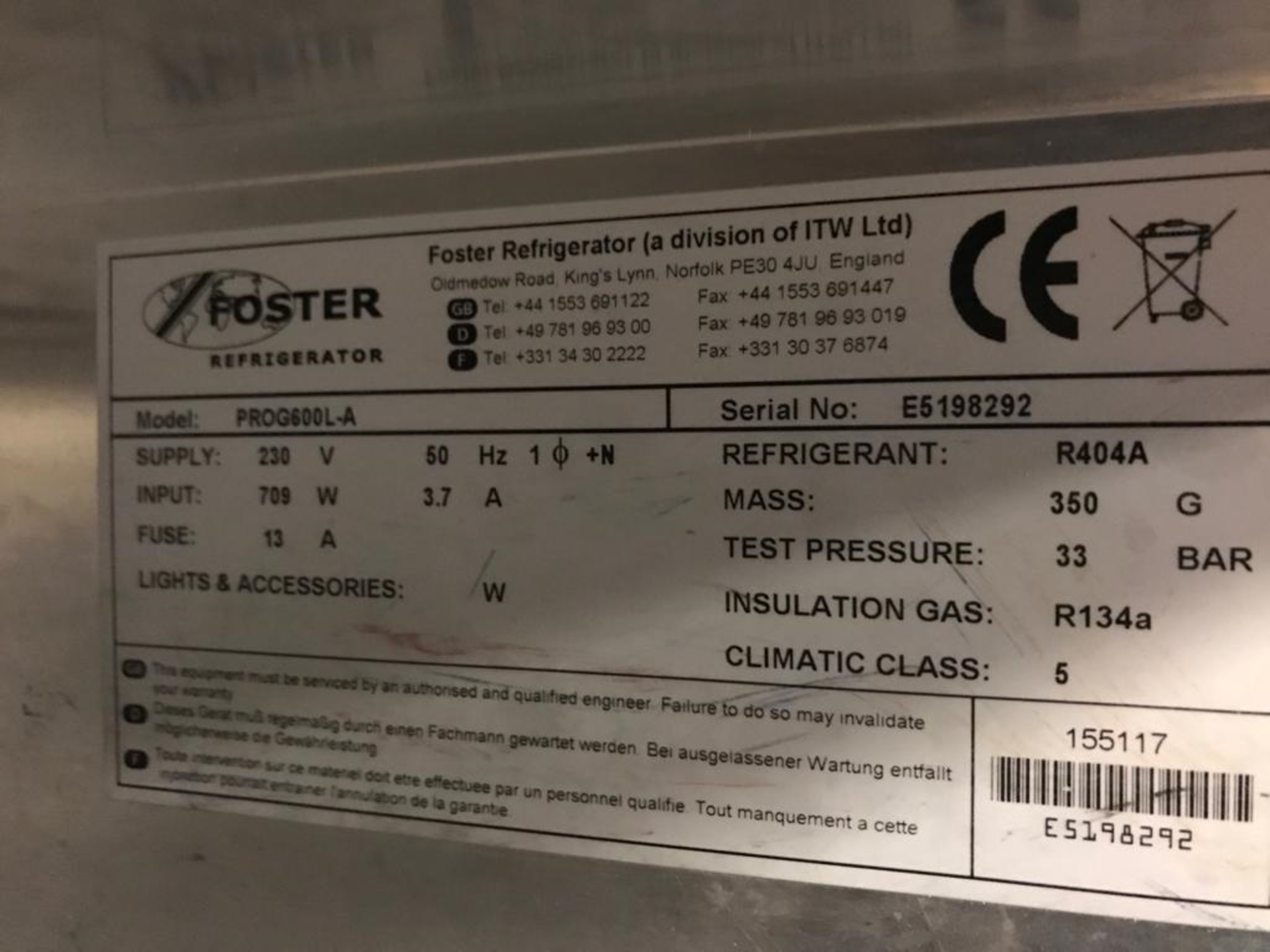 Foster Professional Refrigerator On Caster Wheels - Image 9 of 12