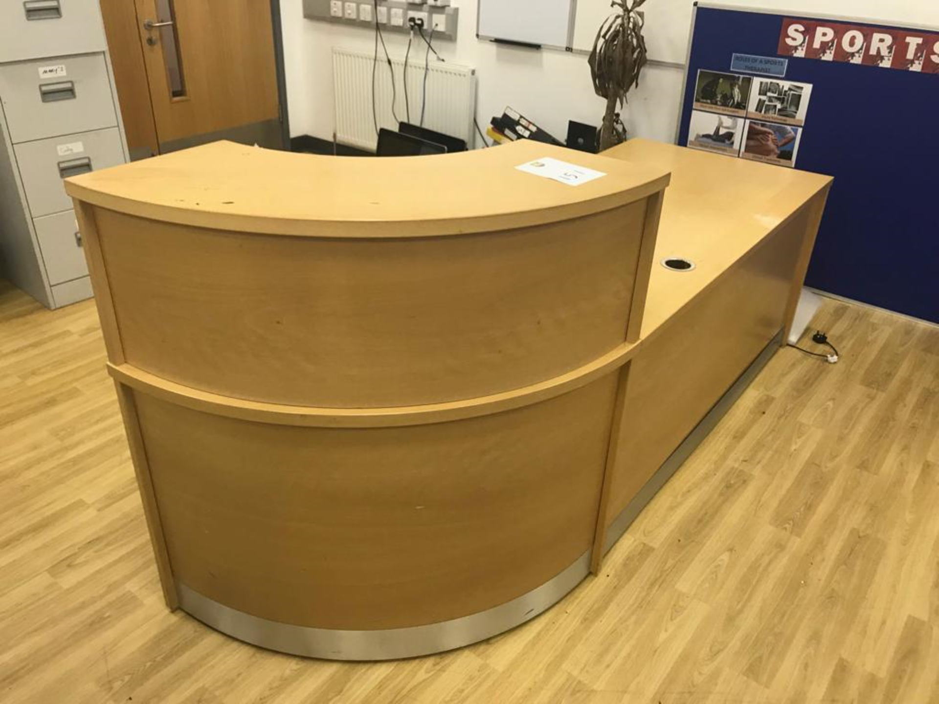 Wooden Reception Desk with Curved End - Image 2 of 3