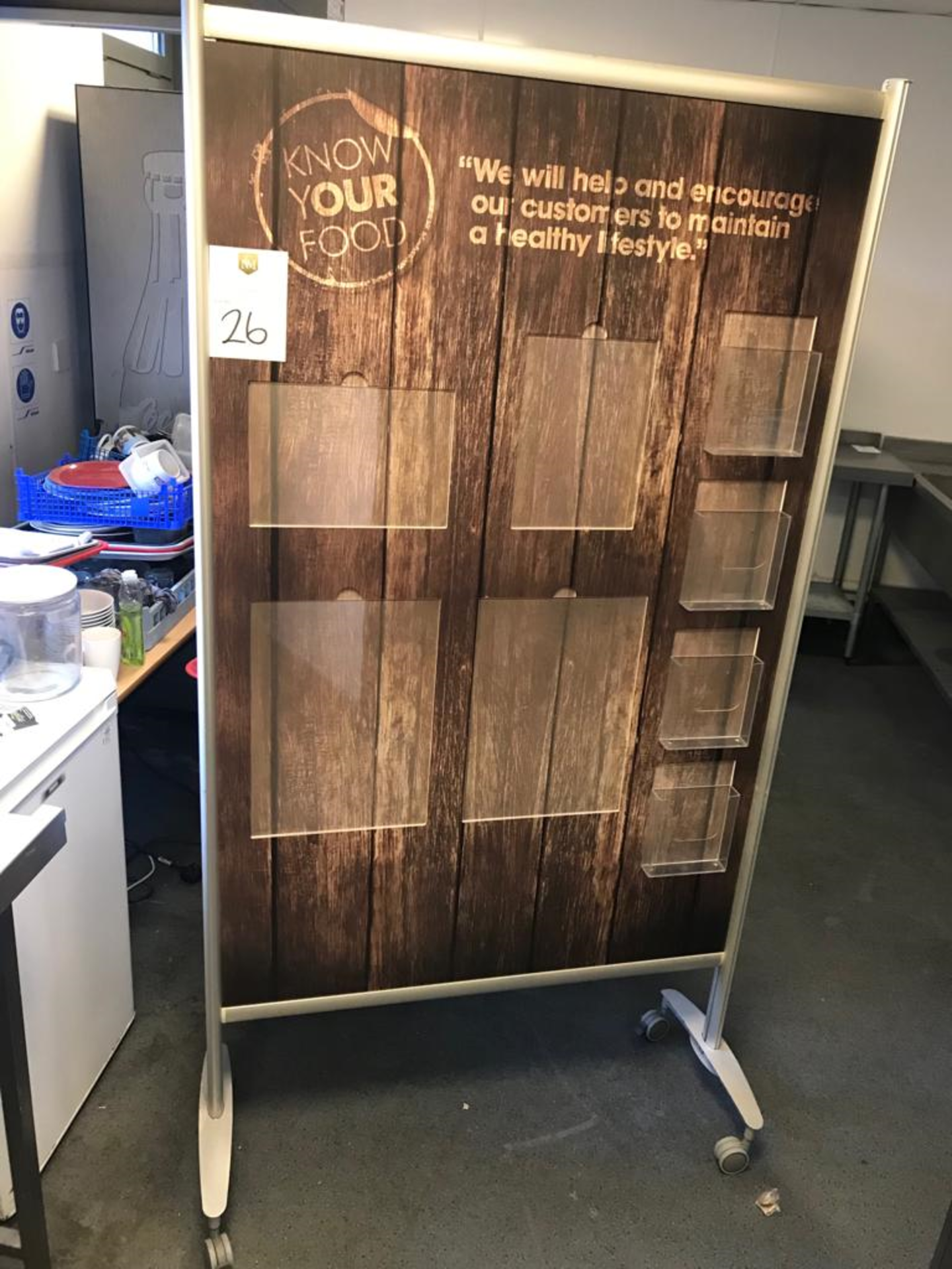 Food Display Board with 4 Leaflet Holders and 4 Display Slots