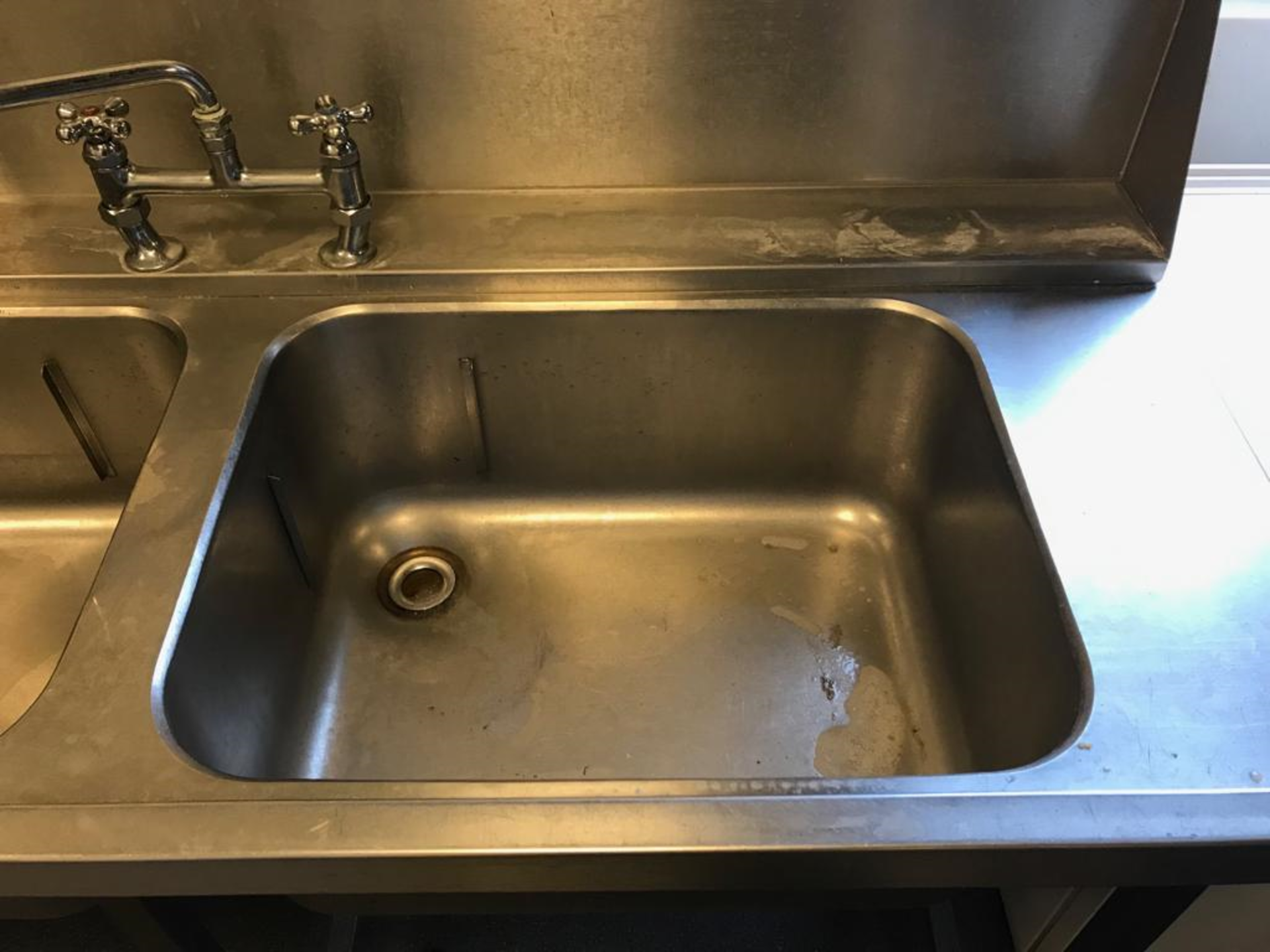 Stainless Steel Double Sink With Single Movable Tap, Waste Disposal Unit and 2 Soap Dispensers - Image 3 of 18