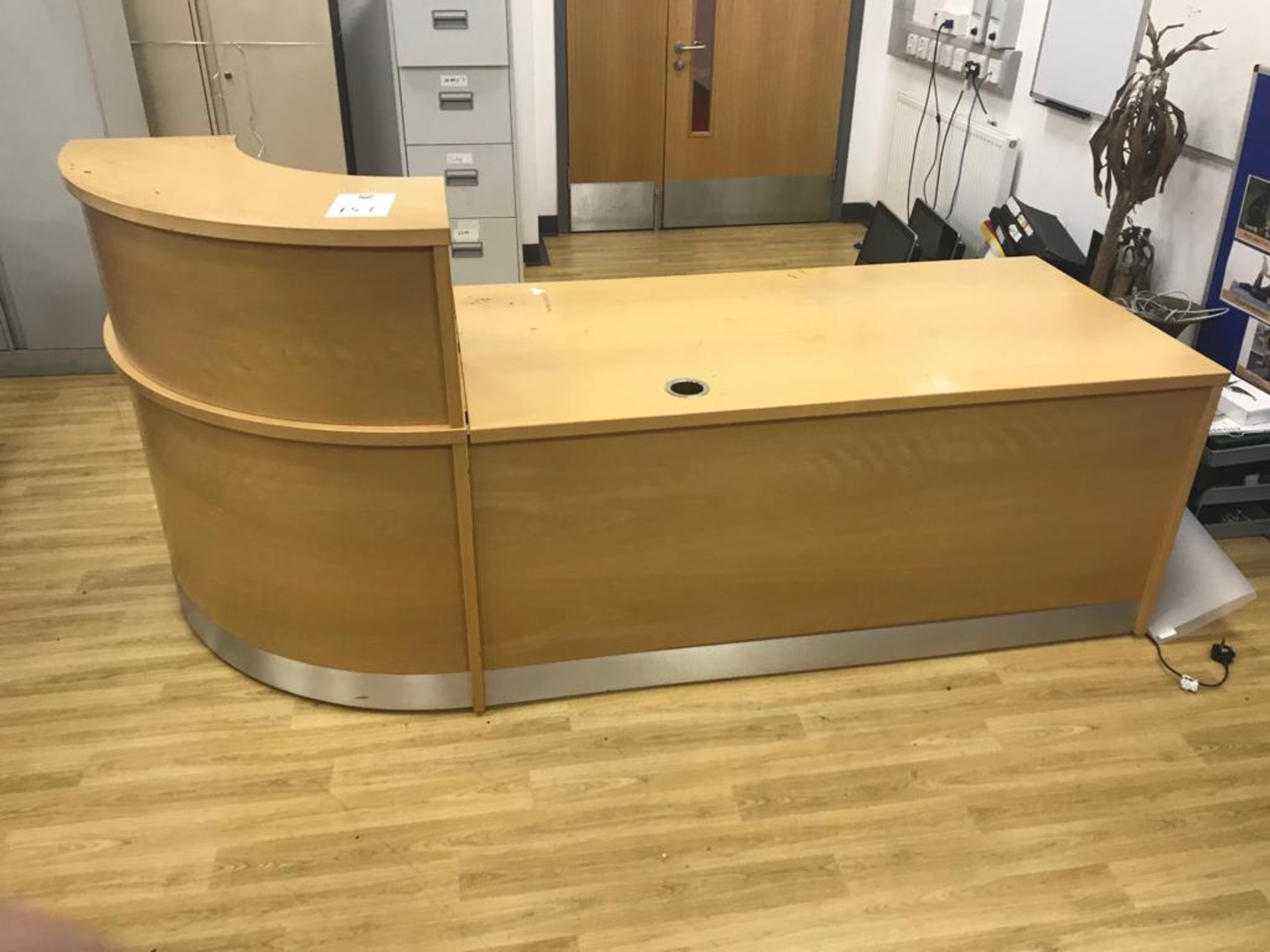 Wooden Reception Desk with Curved End