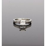 Platinum Princess Cut Diamond Solitaire Ring 0.72cts