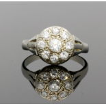 Vintage White Gold Diamond Cluster Ring