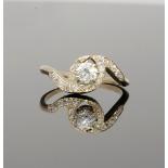 Edwardian Rose Gold Diamond Twist Ring