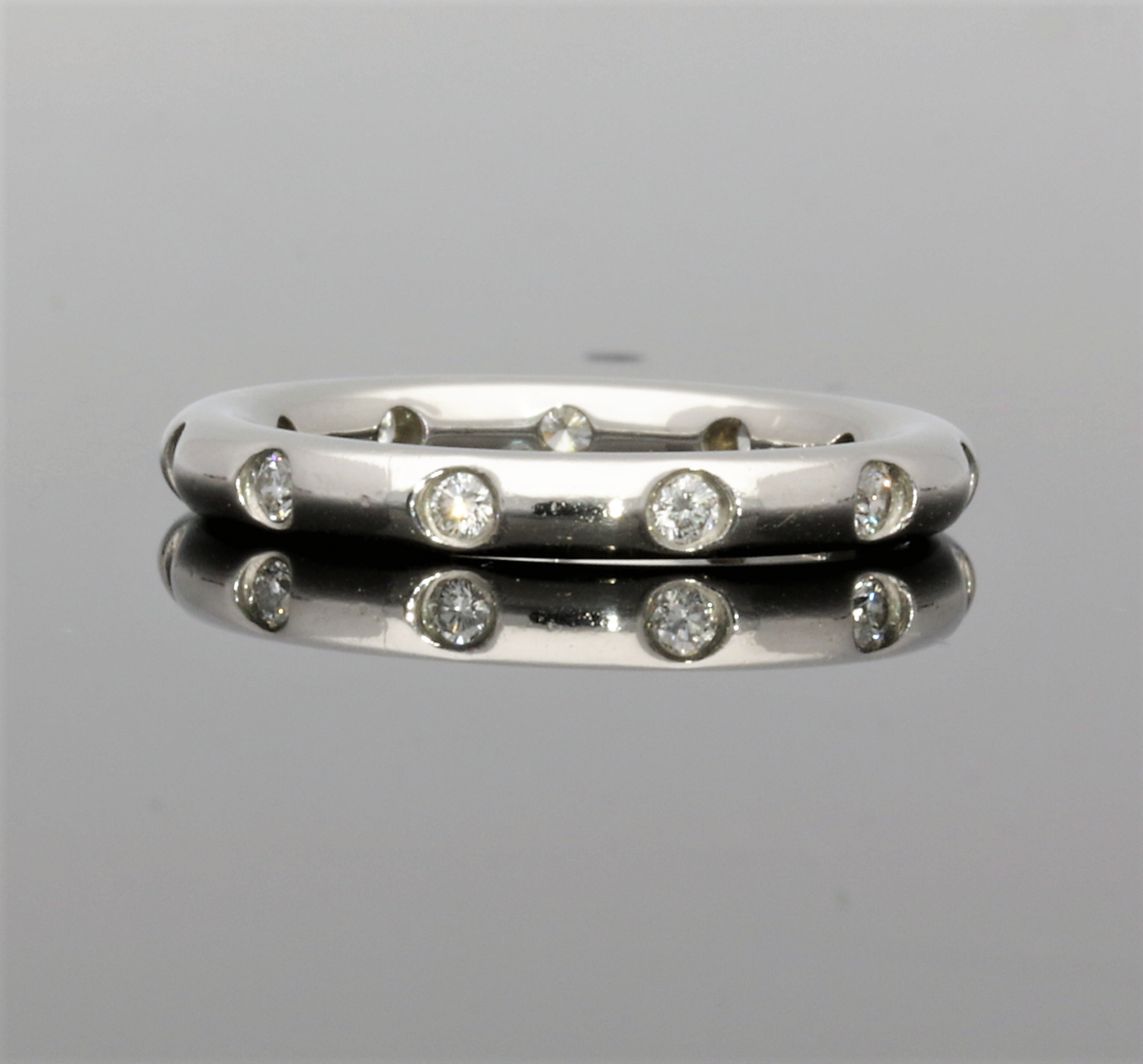 Tiffany Platinum Diamond Wedding / Eternity Ring Small Size H - Image 2 of 4