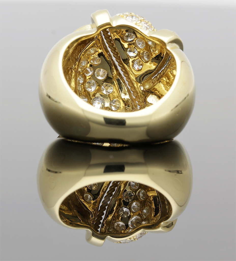 18ct Yellow Gold Diamond Crossover Ring Cluster Ring - Image 3 of 6