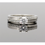Platinum Diamond Solitaire & Diamond Shoulders Ring .37cts