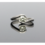 Platinum Diamond Solitaire Twist Ring .45cts