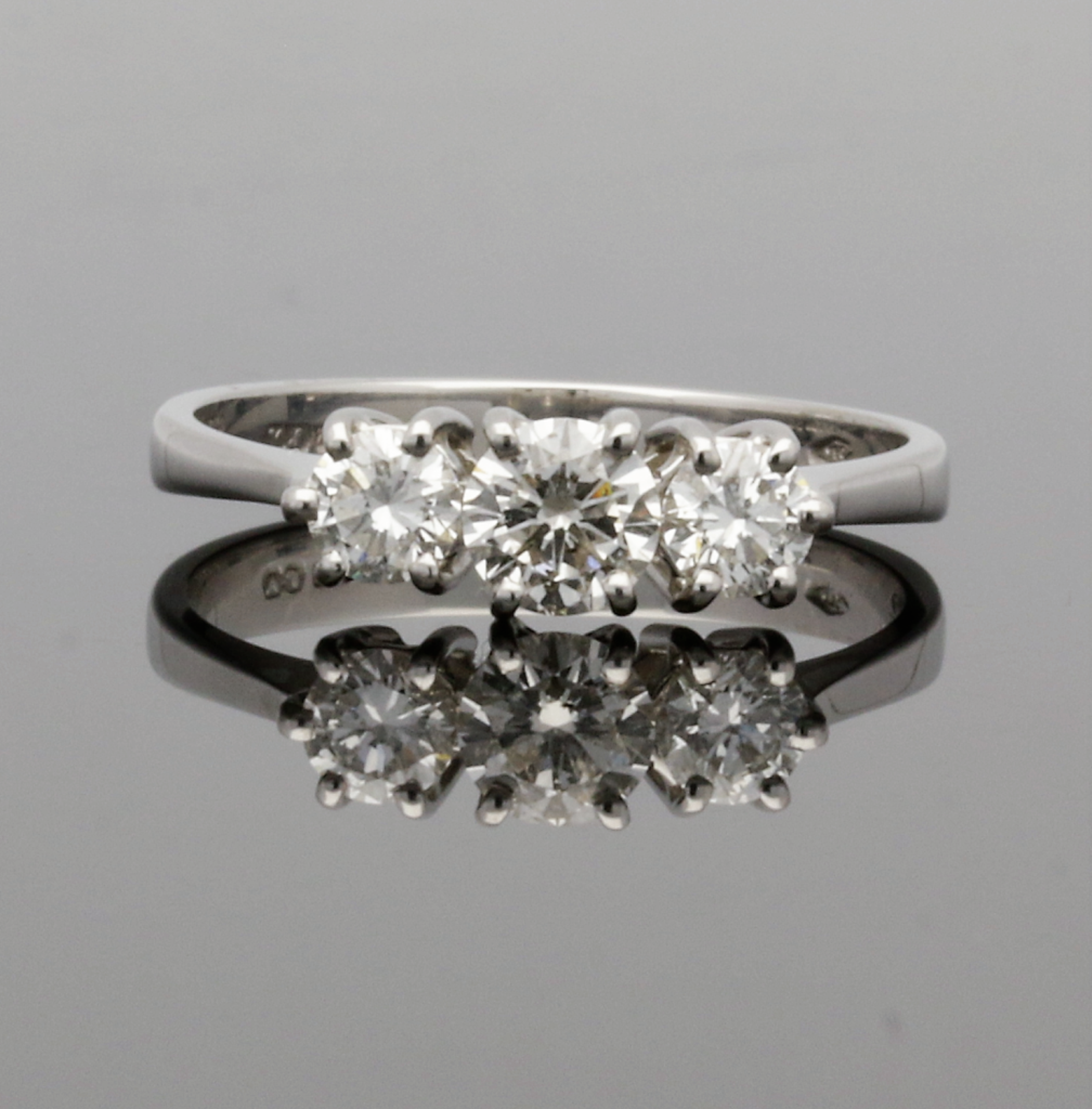 18ct White Gold 3 Stone Diamond Ring .69cts