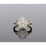 Platinum & 18ct Gold Diamond Cluster Ring