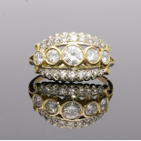 Vintage 3 Row Diamond Scroll Ring 1.50cts