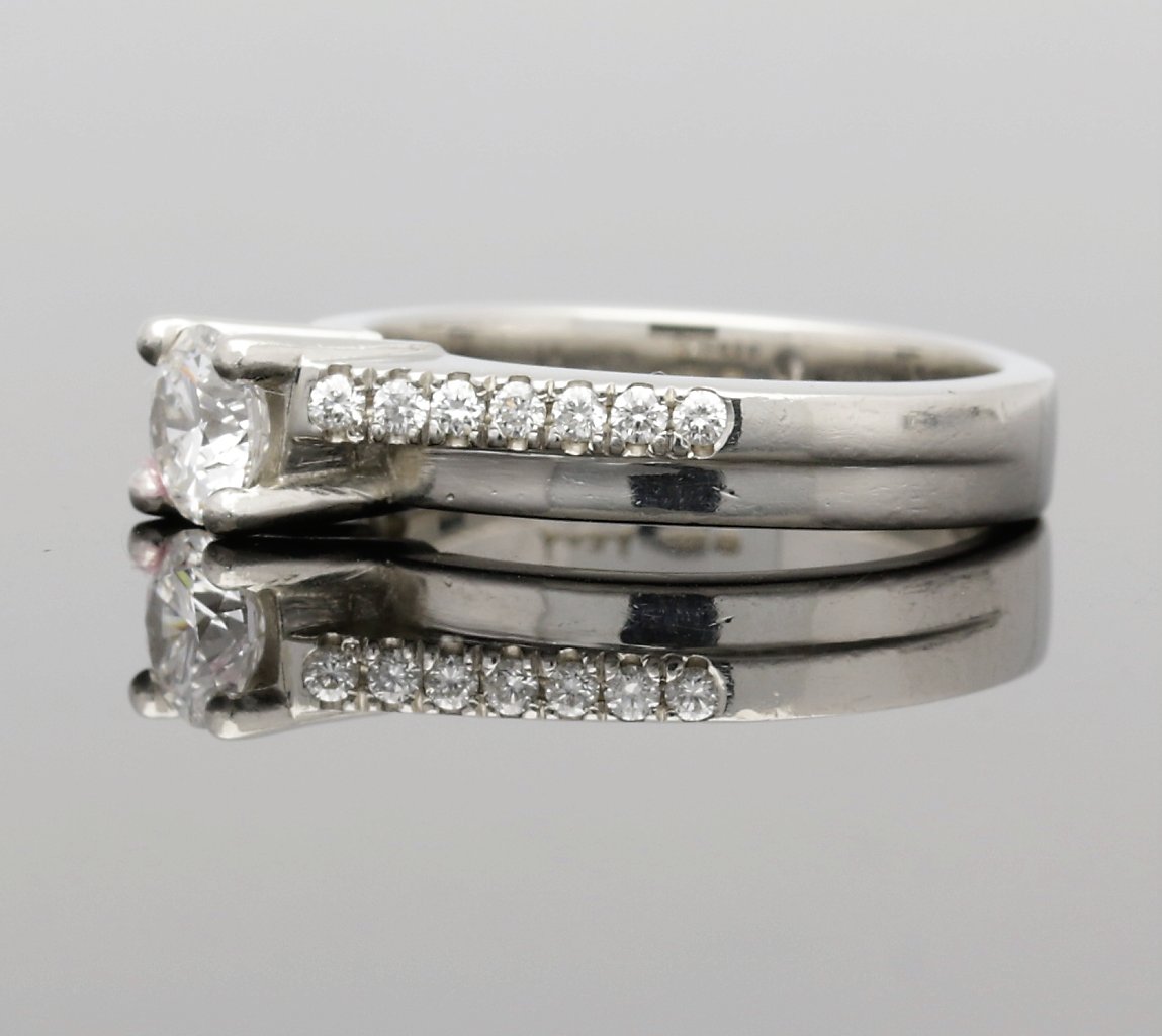 Platinum Diamond Solitaire & Diamond Shoulders Ring .37cts - Image 2 of 6