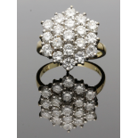 Vintage 1987 Yellow Gold 3 Tier Diamond Cluster Ring