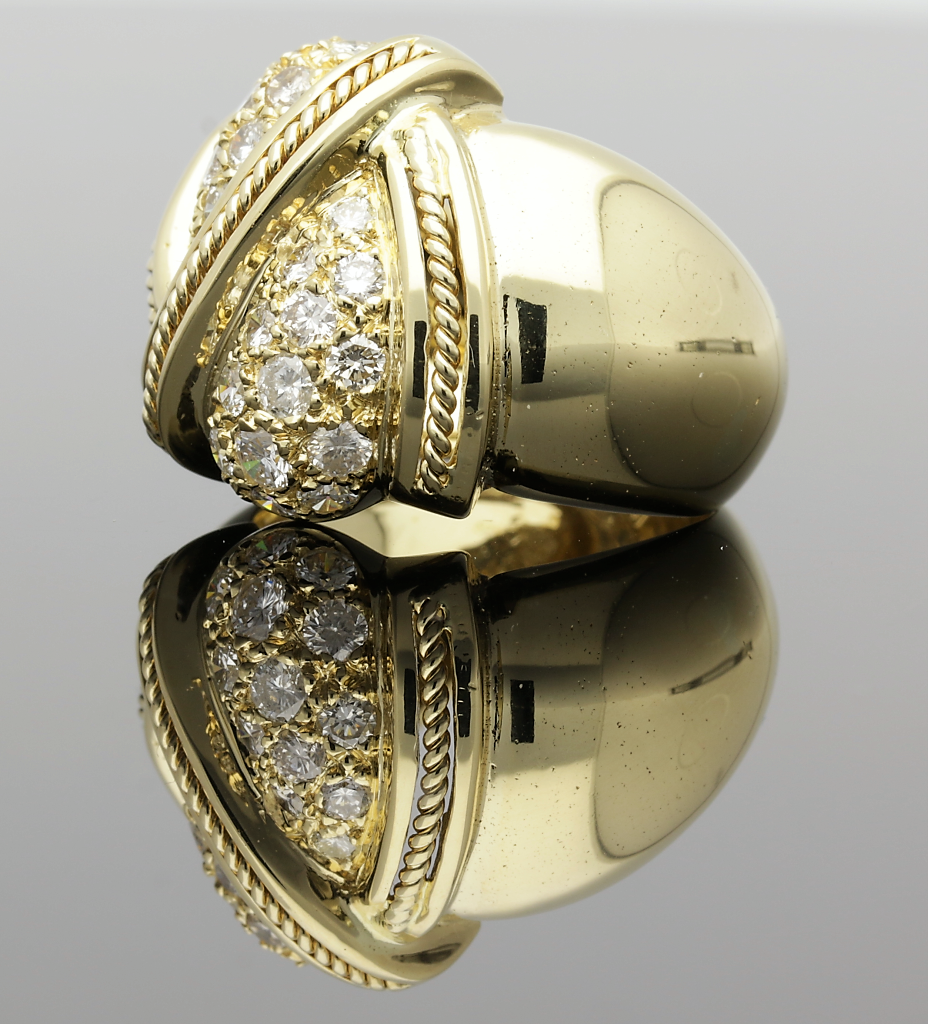 18ct Yellow Gold Diamond Crossover Ring Cluster Ring - Image 2 of 6