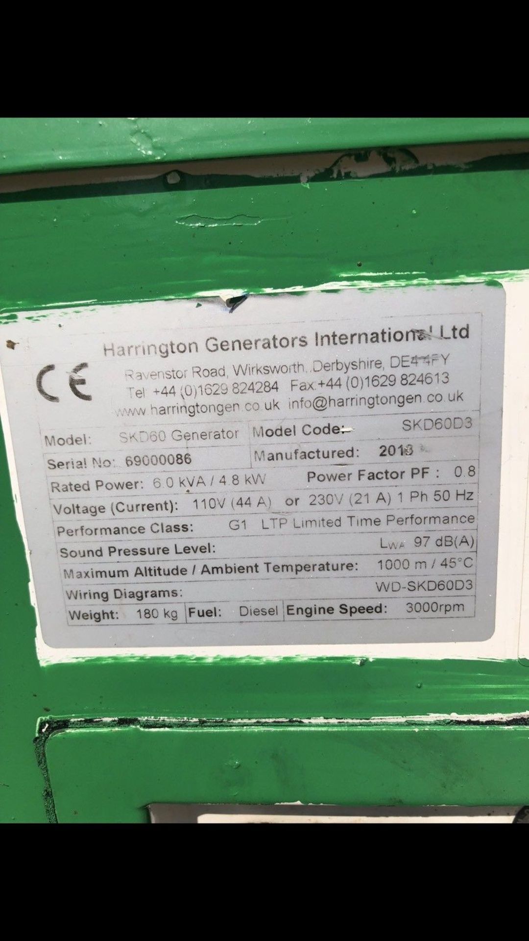 Harrington Diesel Generator 6KVA SKD 60 2013 - Image 5 of 7