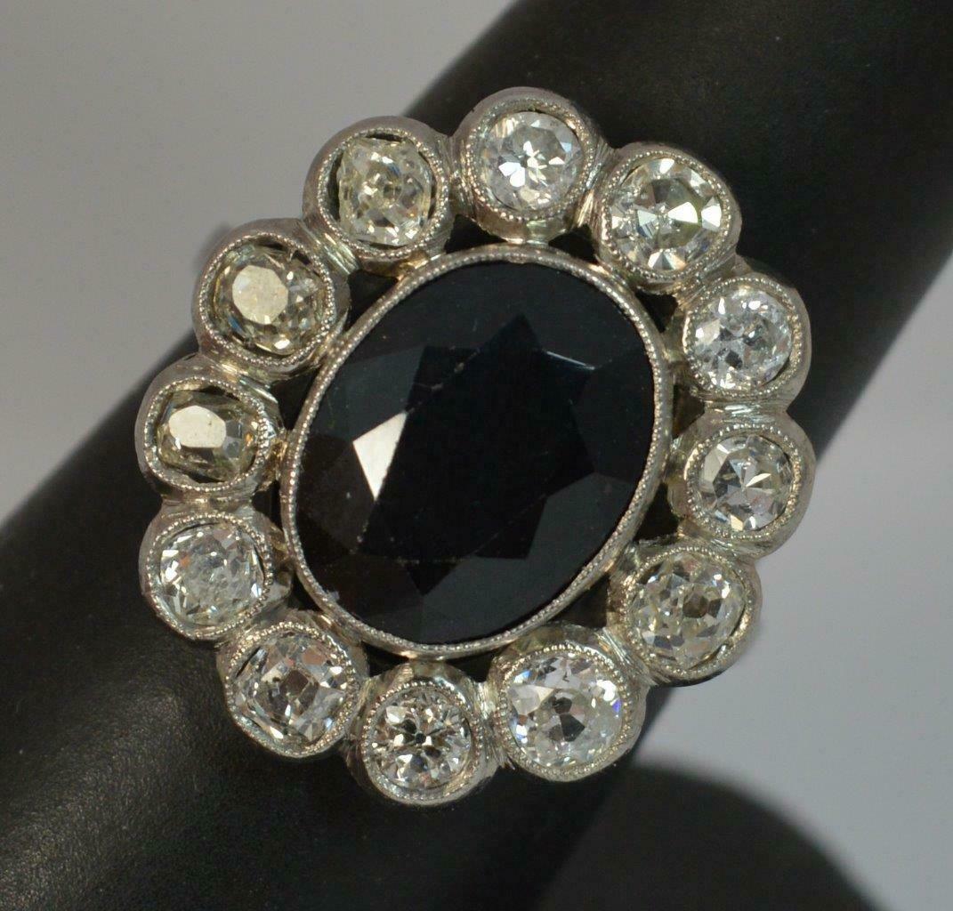 Antique French Old Cut Diamond & Sapphire Cluster Ring - Image 2 of 12