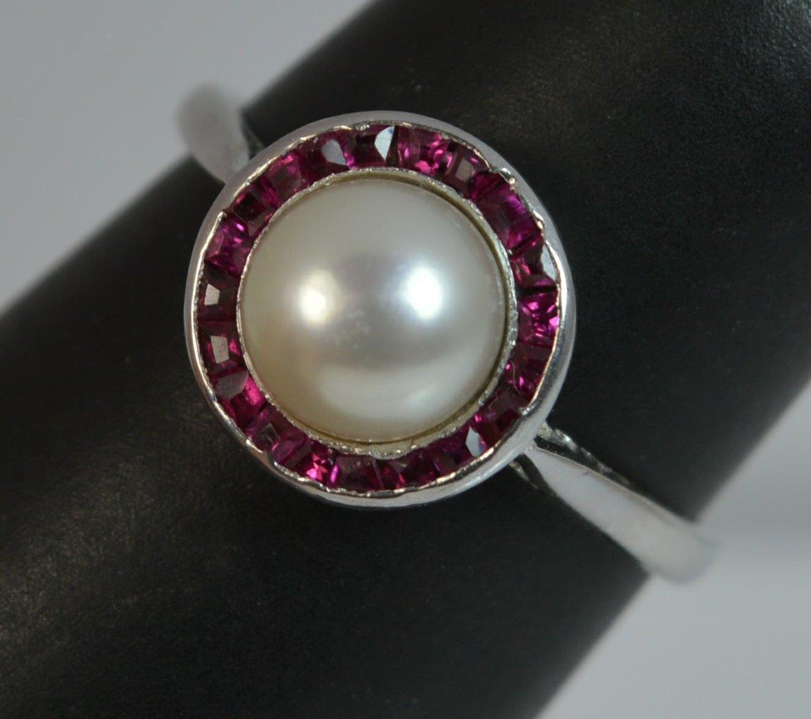 Platinum, Ruby and Pearl Ring - Image 7 of 11