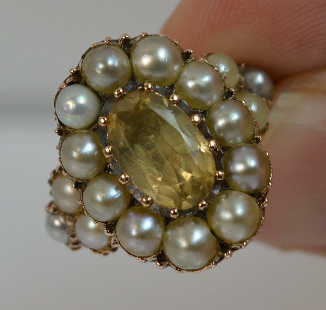 LOT WITHDRAWN | Yellow Topaz & Pearl Cluster Ring - Image 11 of 12