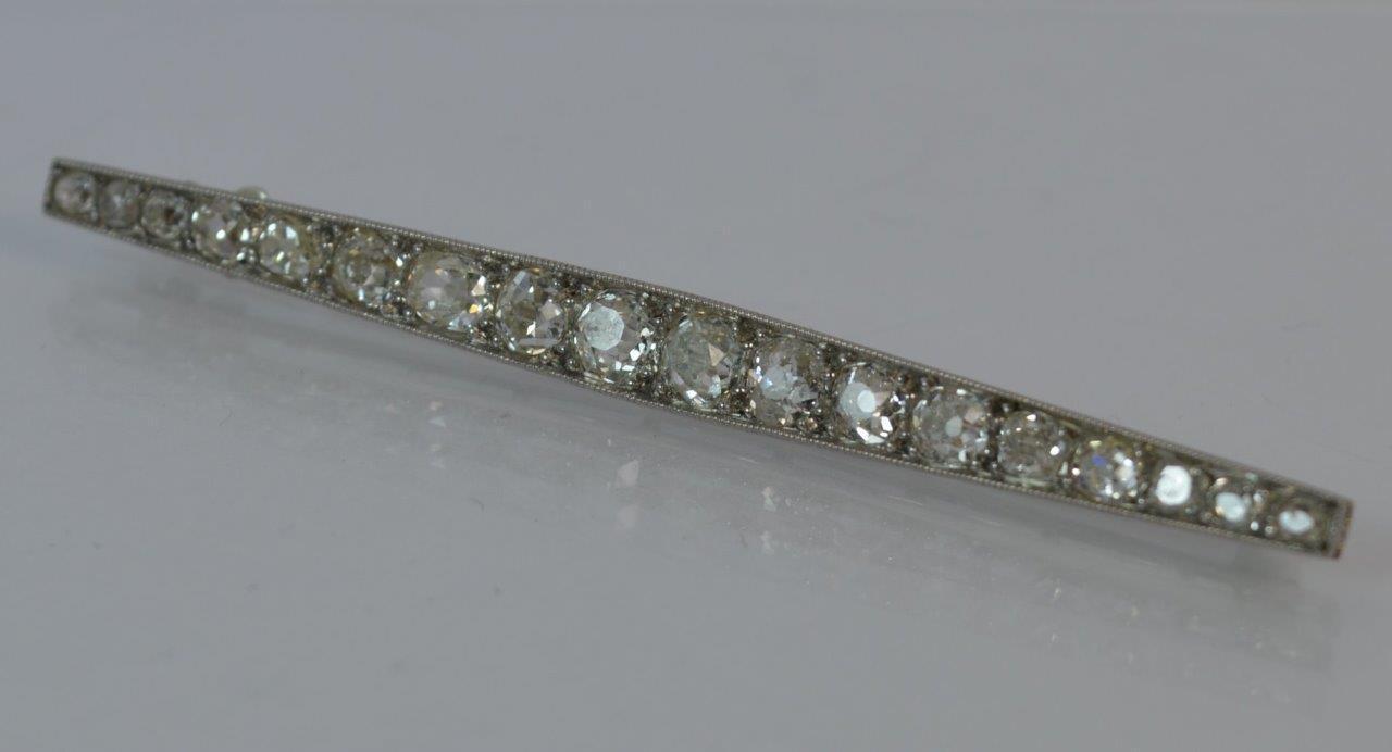 Old Cut Diamond 18ct White Gold Bar Brooch - Image 12 of 12