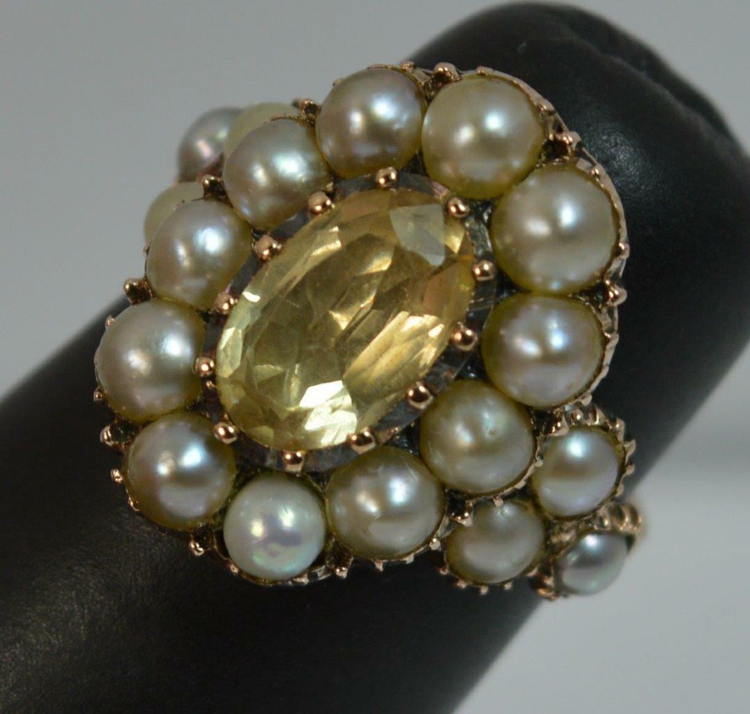 LOT WITHDRAWN | Yellow Topaz & Pearl Cluster Ring