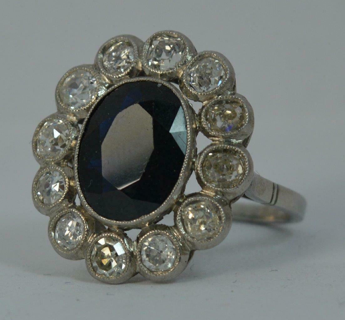 Antique French Old Cut Diamond & Sapphire Cluster Ring - Image 7 of 12