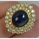 Sapphire and Diamond Cluster or cocktail Ring