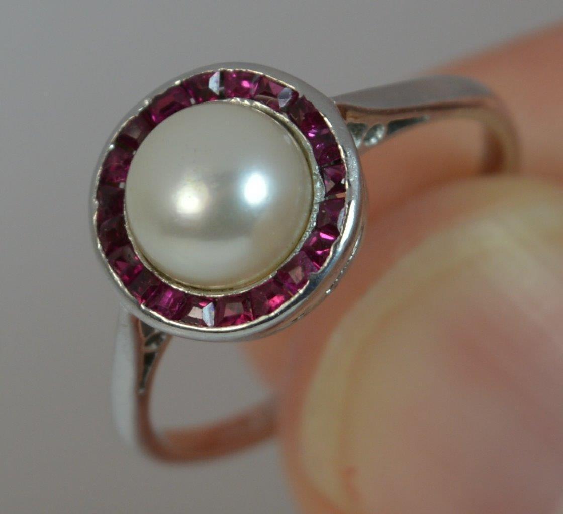 Platinum, Ruby and Pearl Ring - Image 8 of 11