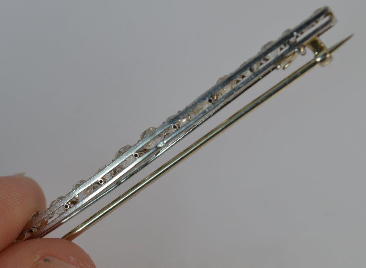 Old Cut Diamond 18ct White Gold Bar Brooch - Image 7 of 12