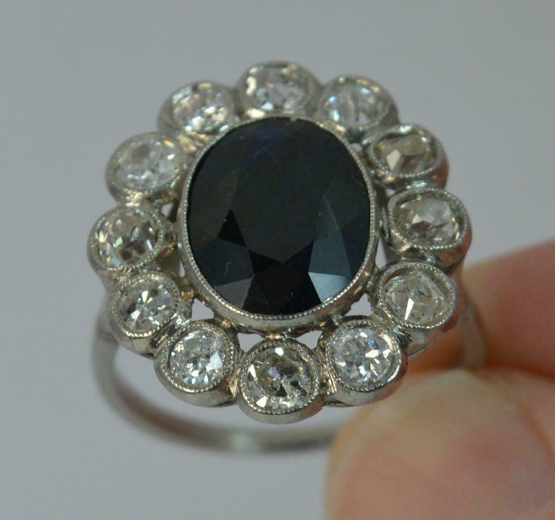 Antique French Old Cut Diamond & Sapphire Cluster Ring - Image 12 of 12