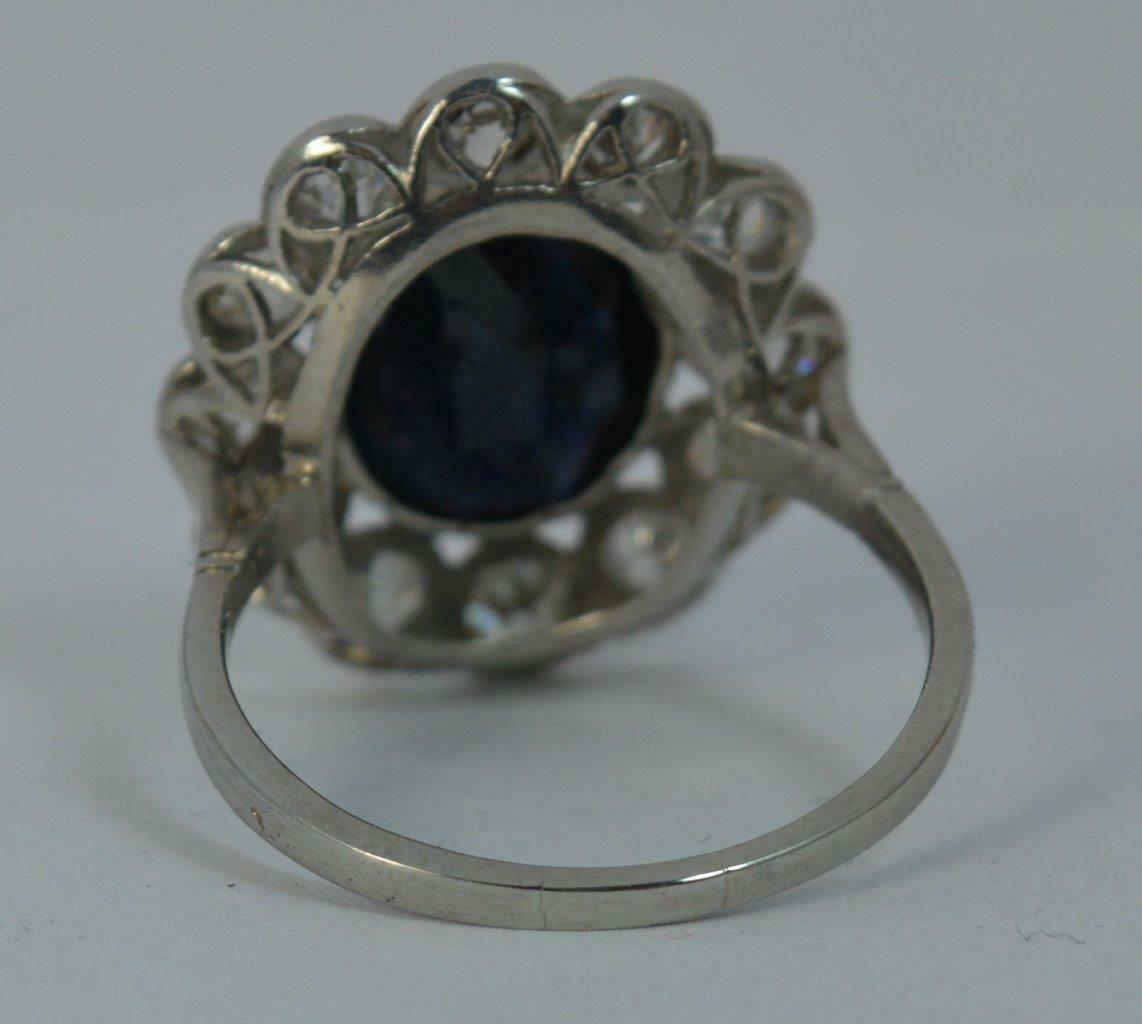 Antique French Old Cut Diamond & Sapphire Cluster Ring - Image 5 of 12