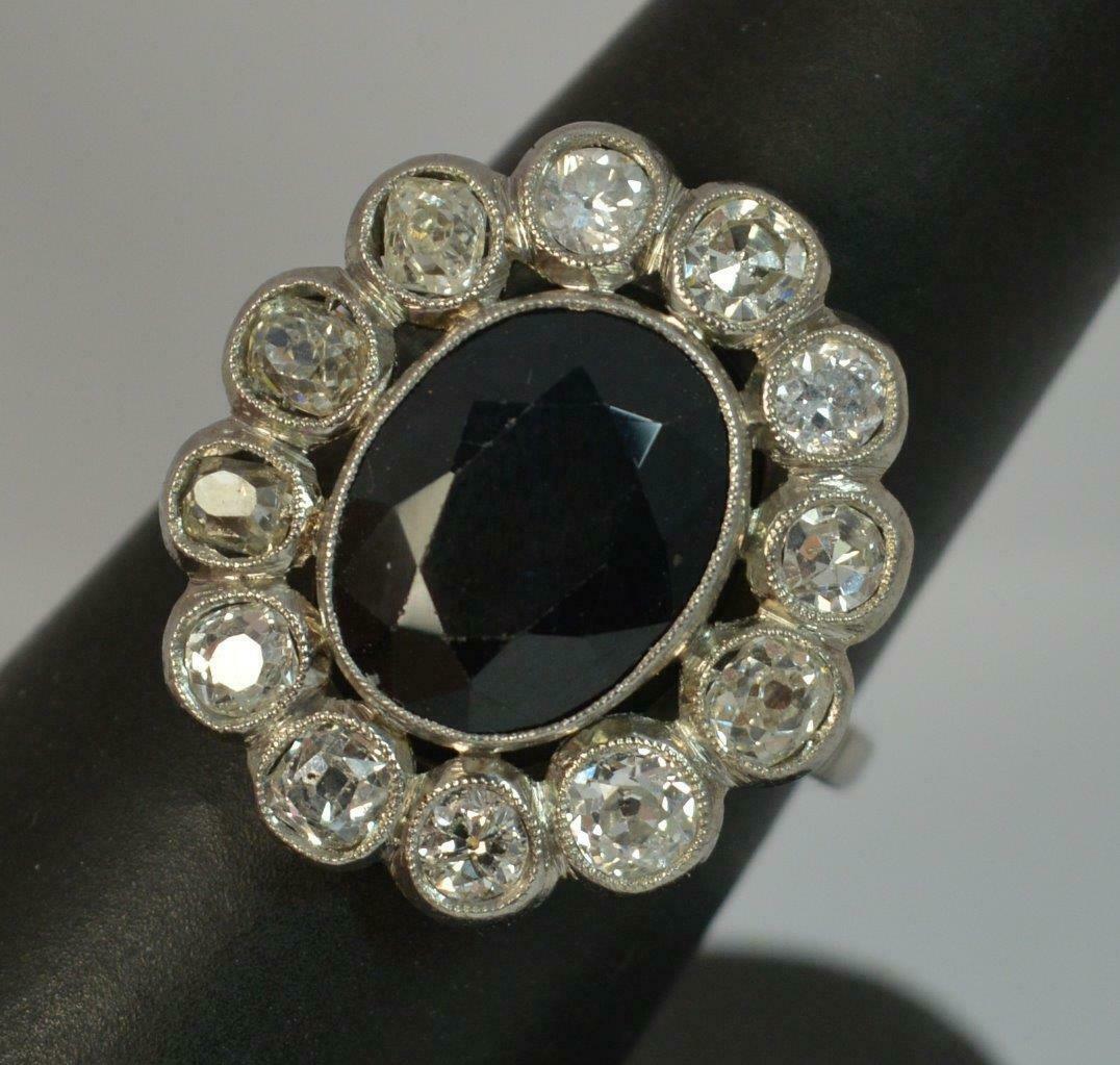 Antique French Old Cut Diamond & Sapphire Cluster Ring - Image 10 of 12