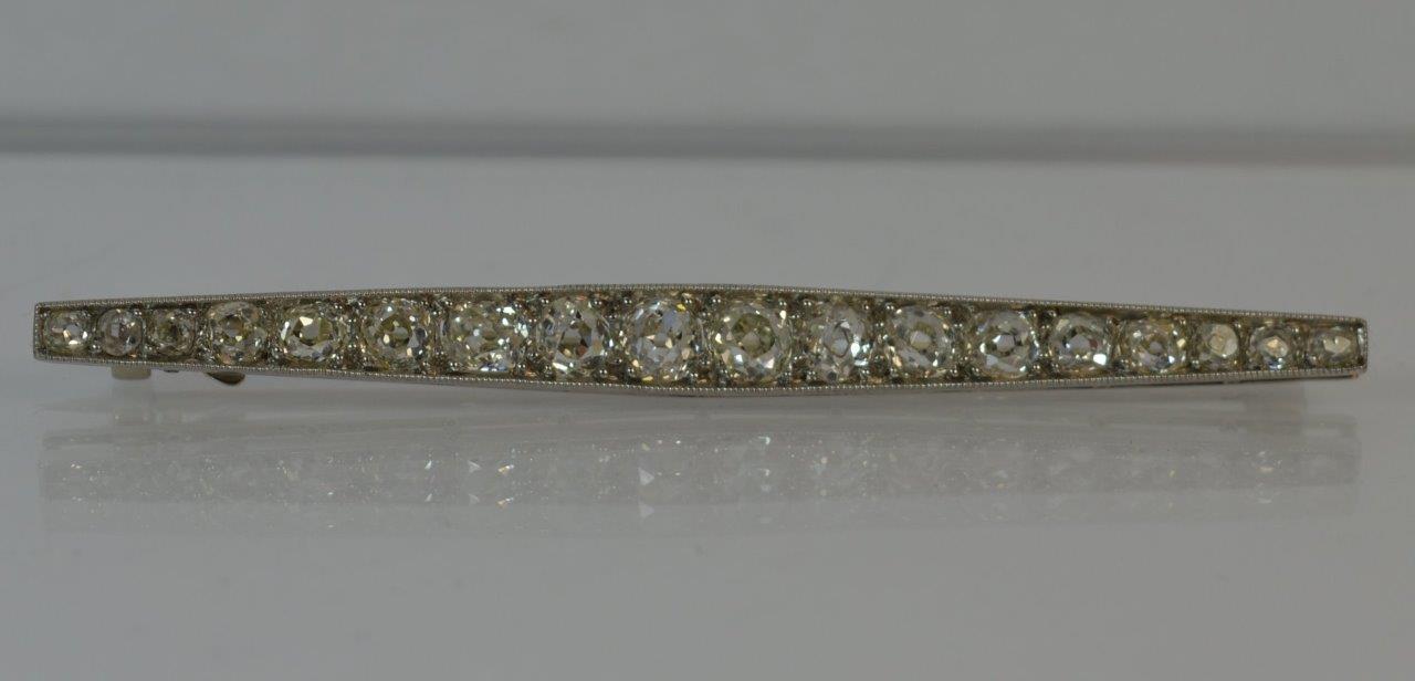 Old Cut Diamond 18ct White Gold Bar Brooch - Image 11 of 12