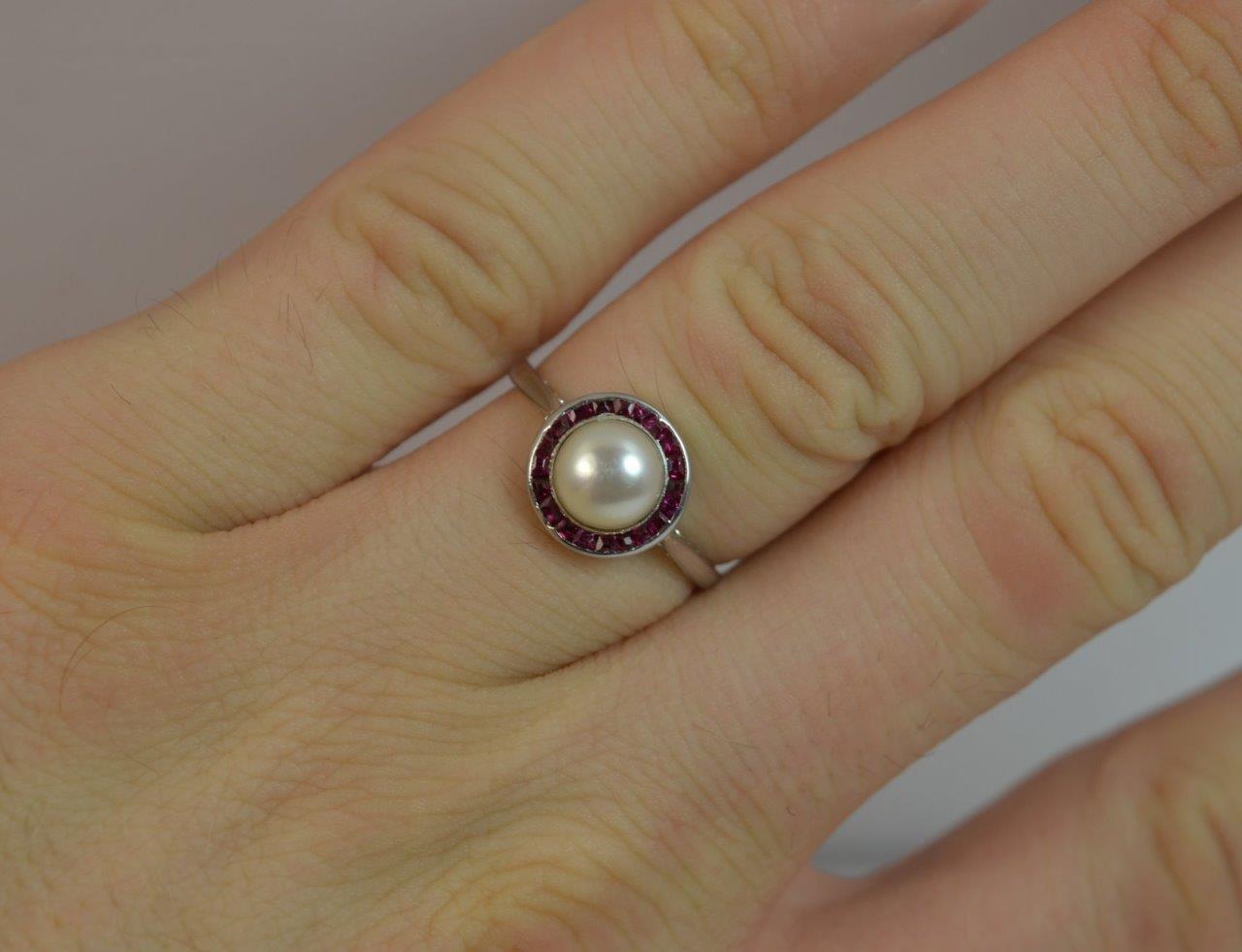 Platinum, Ruby and Pearl Ring - Image 3 of 11
