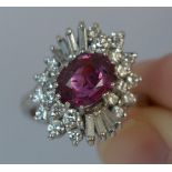 Ruby and Diamond Cluster Ring