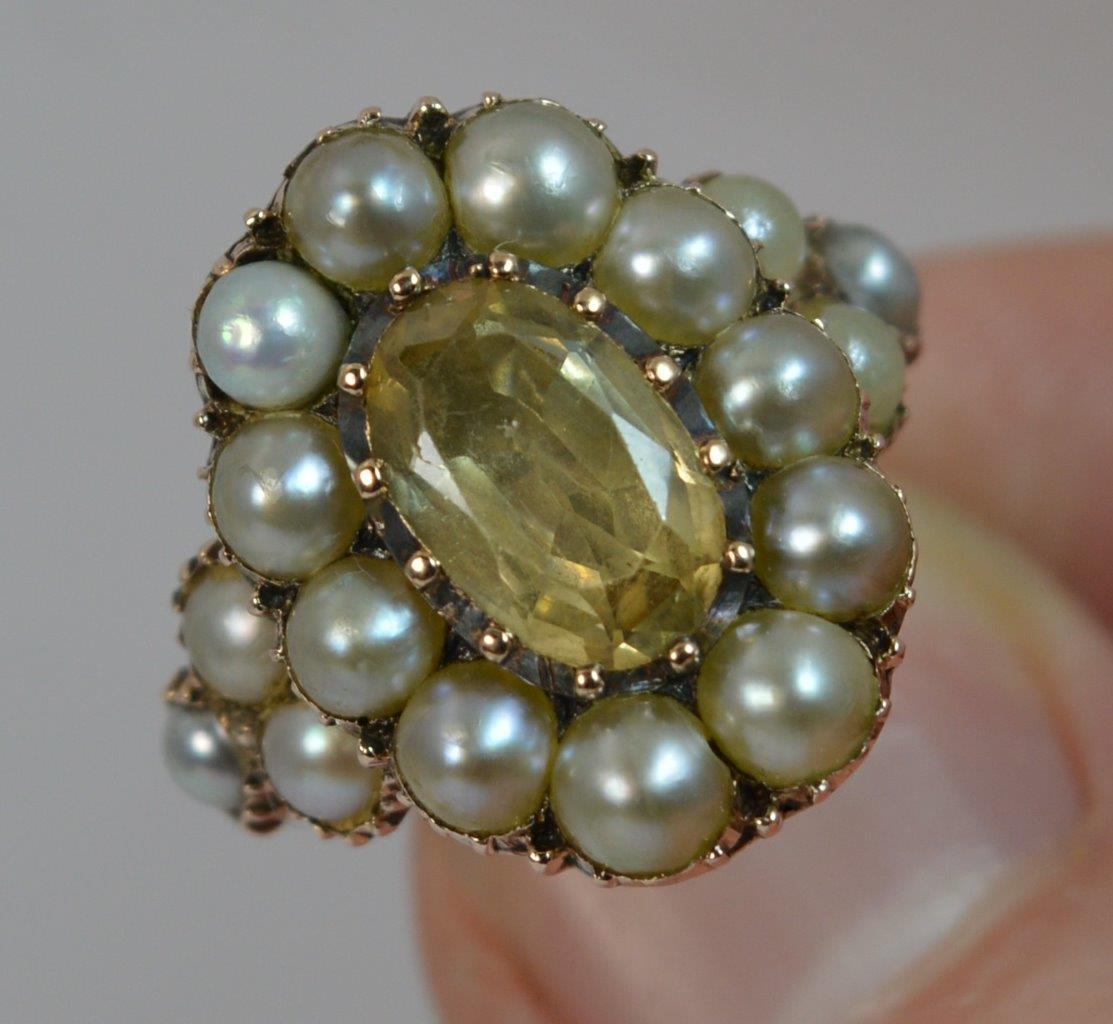 LOT WITHDRAWN | Yellow Topaz & Pearl Cluster Ring - Image 7 of 12