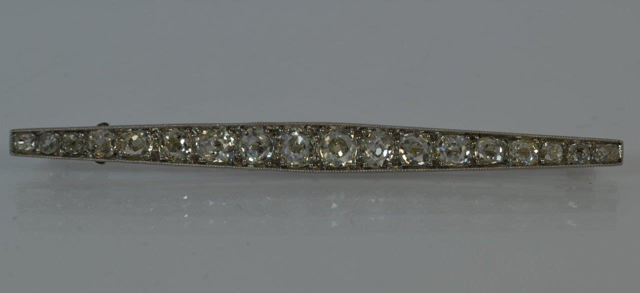 Old Cut Diamond 18ct White Gold Bar Brooch - Image 6 of 12