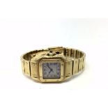 Cartier Santos 24742 18k Gold Ladies Watch