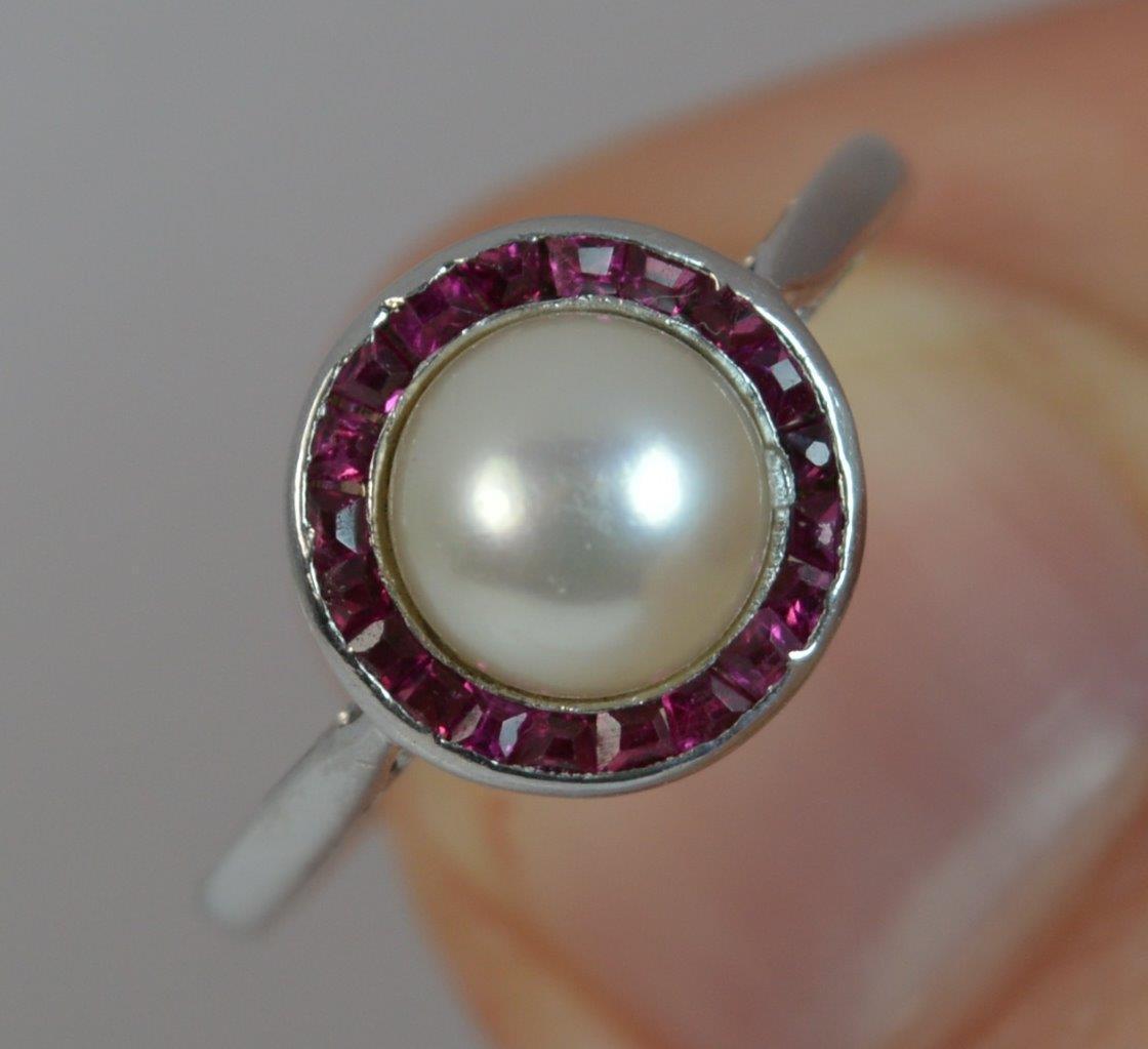 Platinum, Ruby and Pearl Ring - Image 2 of 11