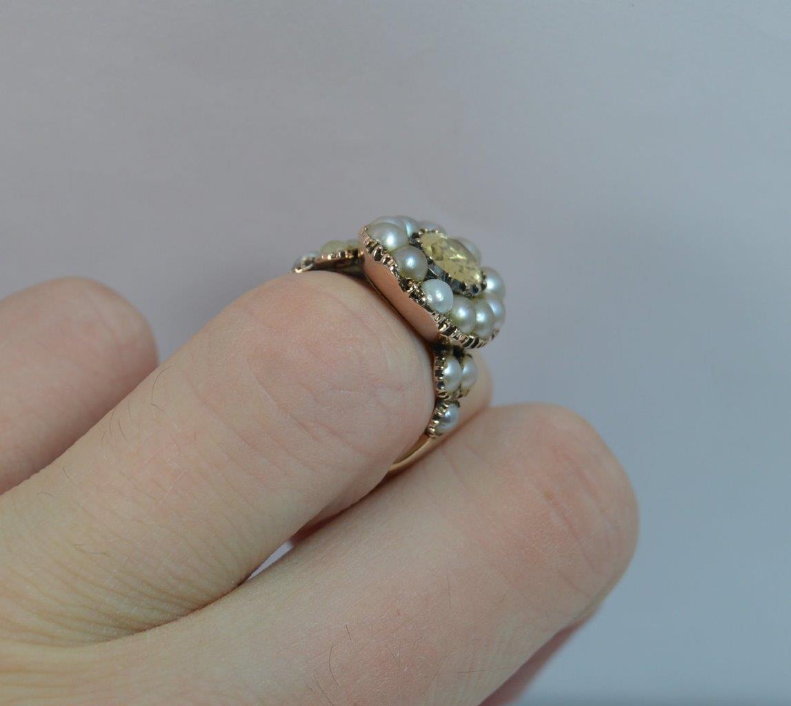 LOT WITHDRAWN | Yellow Topaz & Pearl Cluster Ring - Image 12 of 12