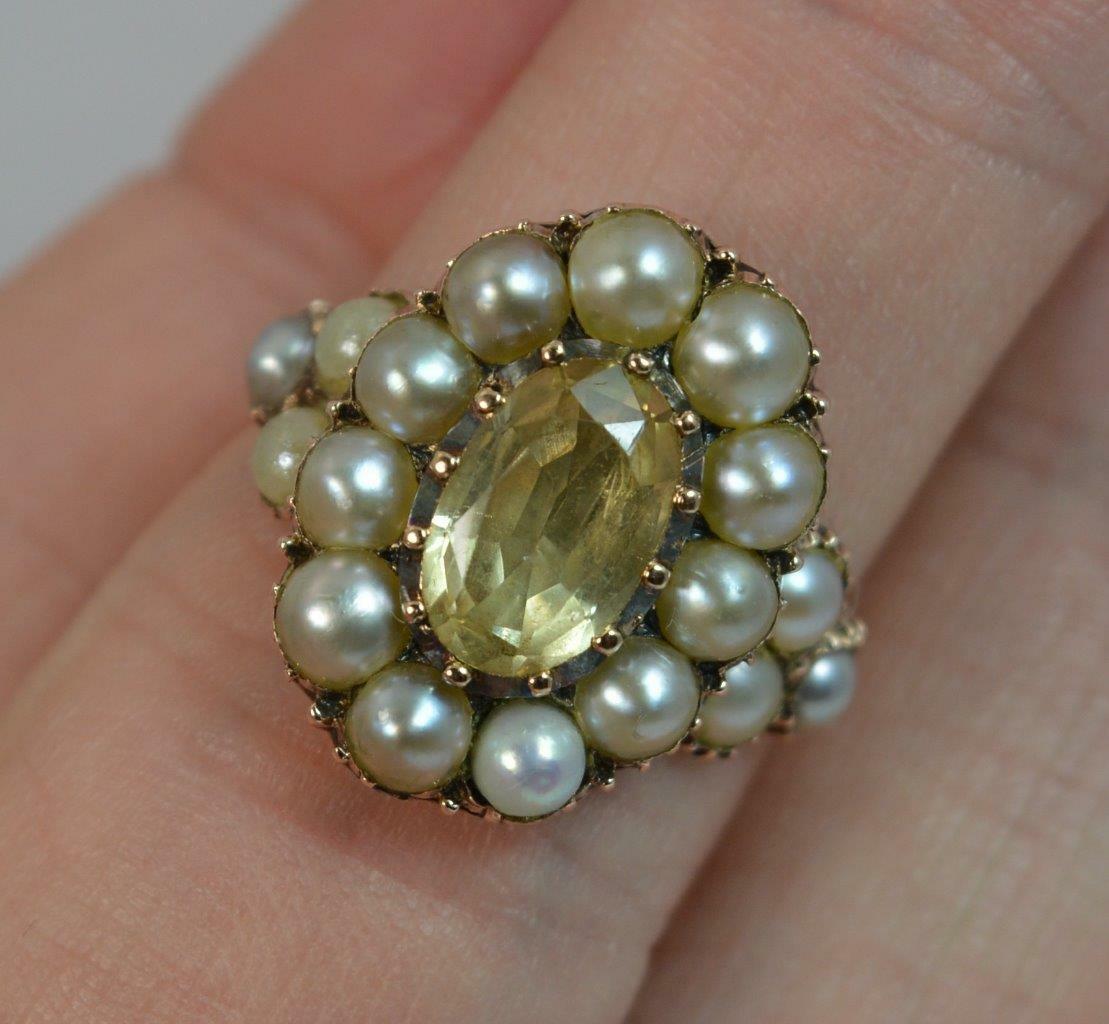 LOT WITHDRAWN | Yellow Topaz & Pearl Cluster Ring - Image 8 of 12