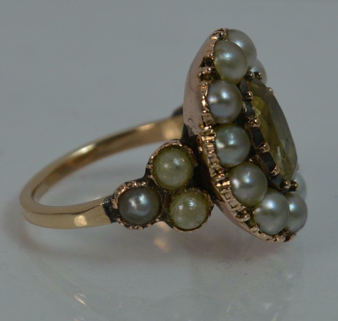 LOT WITHDRAWN | Yellow Topaz & Pearl Cluster Ring - Image 3 of 12