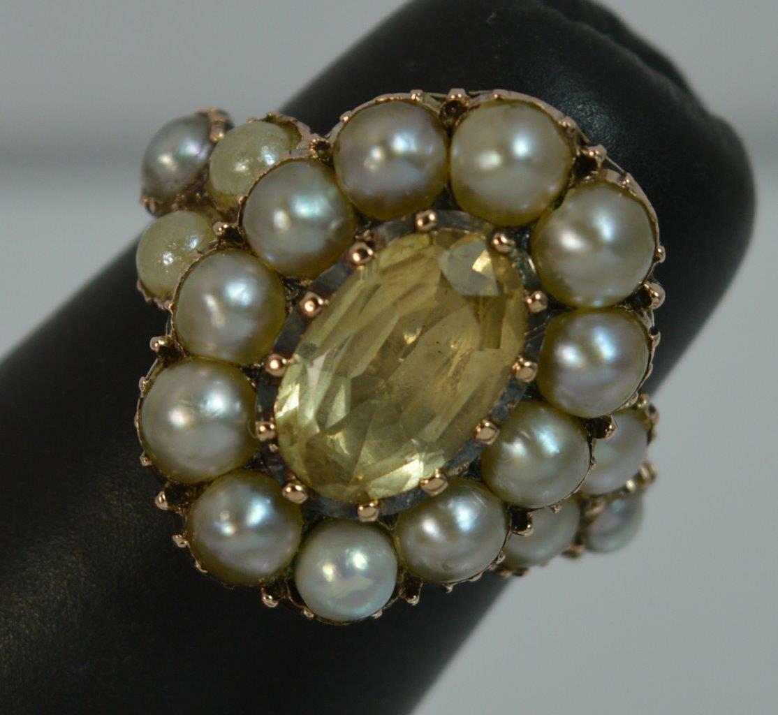 LOT WITHDRAWN | Yellow Topaz & Pearl Cluster Ring - Image 2 of 12