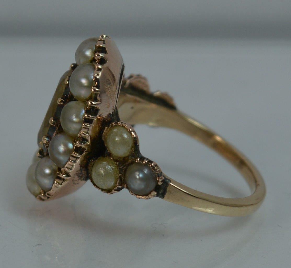 LOT WITHDRAWN | Yellow Topaz & Pearl Cluster Ring - Image 5 of 12