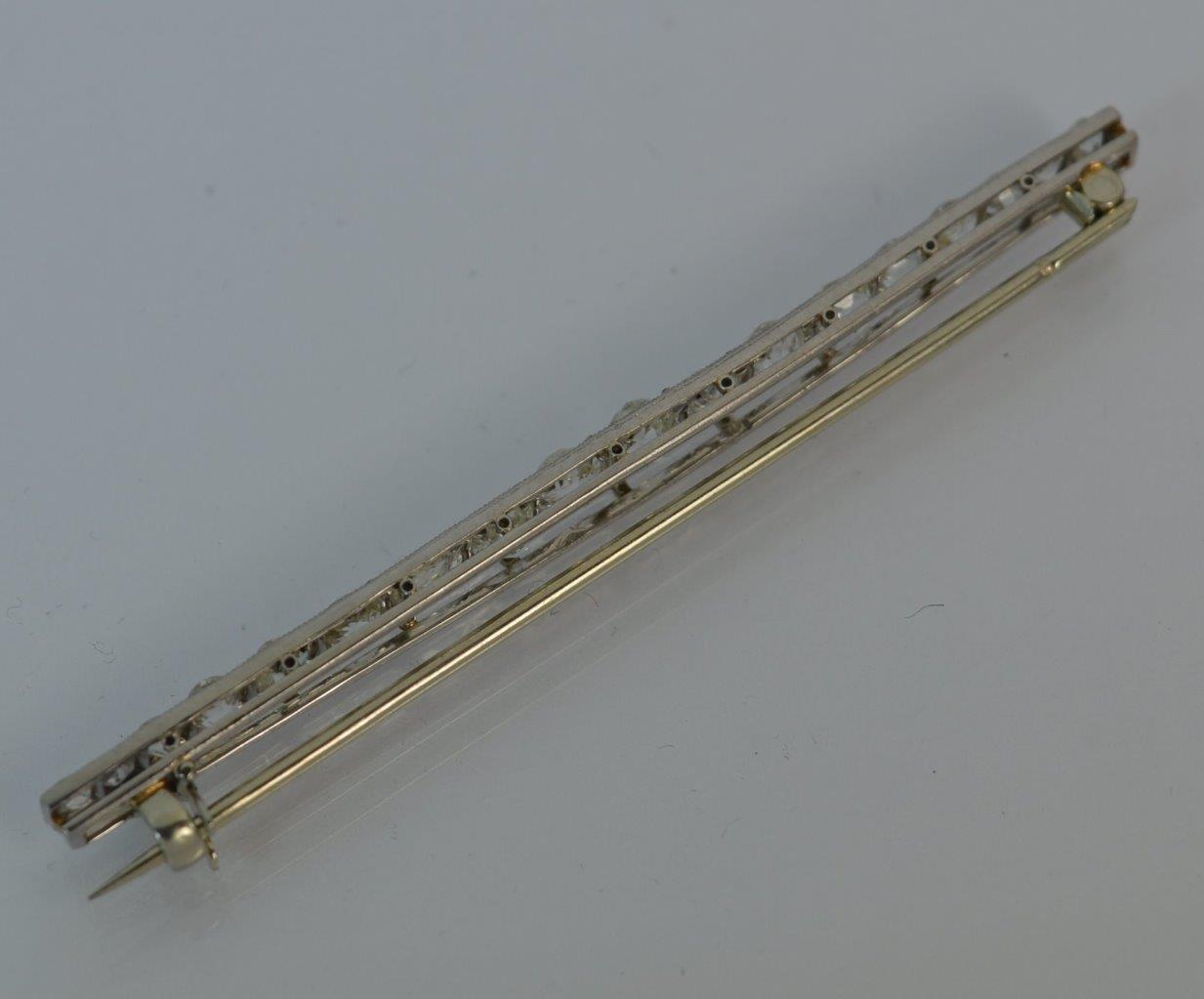 Old Cut Diamond 18ct White Gold Bar Brooch - Image 9 of 12