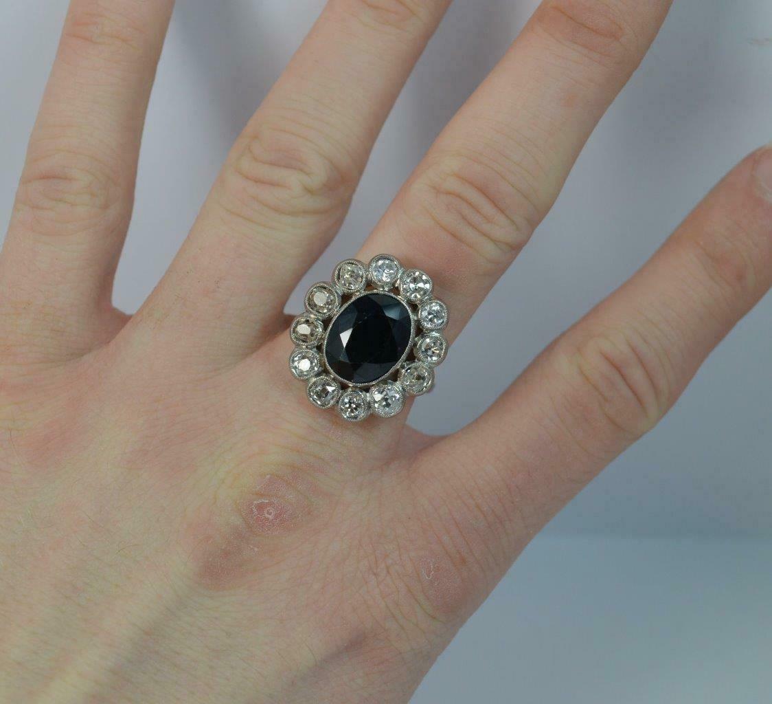 Antique French Old Cut Diamond & Sapphire Cluster Ring - Image 3 of 12