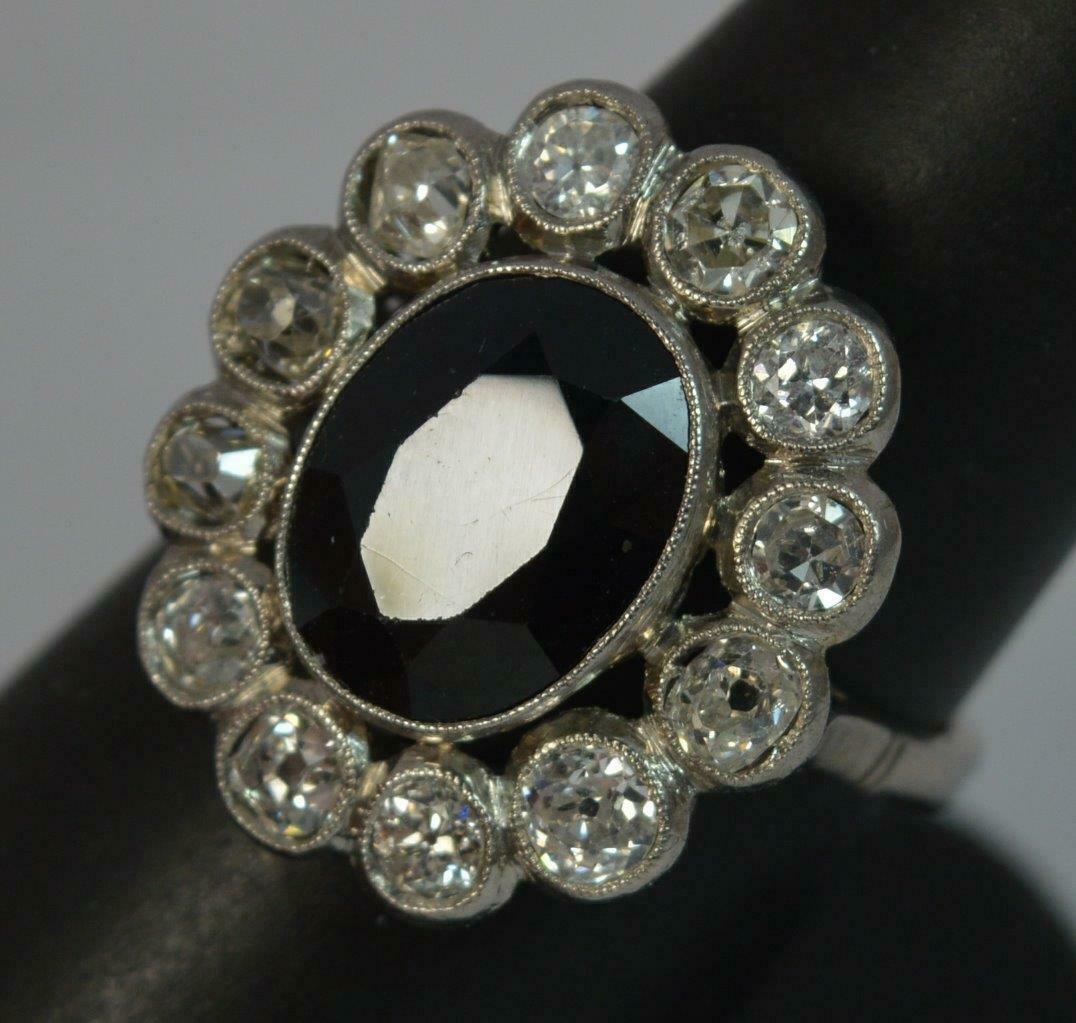 Antique French Old Cut Diamond & Sapphire Cluster Ring - Image 9 of 12