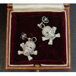 White Gold SKULL Crossbones Earrings