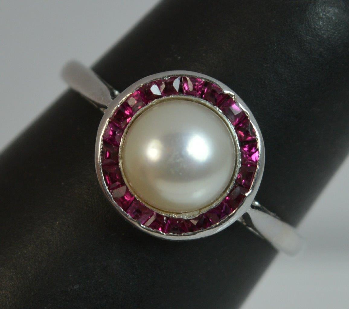 Platinum, Ruby and Pearl Ring